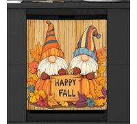 Mexpekil Cute Gnomes Fall Pumpkins Maple Dishwasher Magnet Cover 21x26 in, Decorative Waterproof Dishwasher Magnetic Cover Sticker for Kitchen Appliances