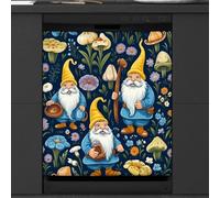 Mexpekil Cute Gnomes Flower Mushroom Dishwasher Magnet Cover 23x26 in, Decorative Waterproof Dishwasher Magnetic Cover Sticker for Kitchen Appliances