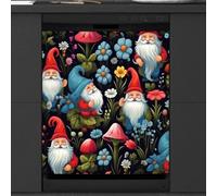 Mexpekil Cute Gnomes Mushroom Flower Dishwasher Magnet Cover 23x26 in, Decorative Waterproof Dishwasher Magnetic Cover Sticker for Kitchen Appliances