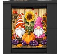 Mexpekil Cute Gnomes Pumpkins Grapes Sunflower Dishwasher Magnet Cover 21x26 in, Decorative Waterproof Dishwasher Magnetic Cover Sticker for Kitchen Appliances