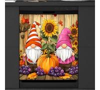 Mexpekil Cute Gnomes Pumpkins Grapes Sunflower Dishwasher Magnet Cover 23x26 in, Decorative Waterproof Dishwasher Magnetic Cover Sticker for Kitchen Appliances