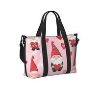 Mexpekil Cute Gnomes Red Hearts Travel Duffel Bag Waterproof Sports Gym Bag Large Weekend Overnight Bags for Women Men Foldable Carry On Luggage Tote Bag for Flight