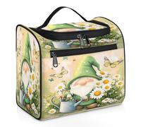 Mexpekil Cute Green Gnome Daisy Butterfly Hanging Toiletry Bag for Women Men Large Waterproof Makeup Cosmetic Wash Bag for Travel