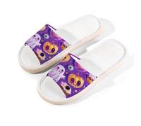 Mexpekil Cute Halloween Candy Linen Slippers for Women Men Non-Slip House Shoes Open Toe Summer Sliders Slip on Indoor Outdoor Slipper (7-8)