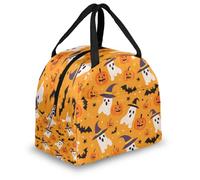 Mexpekil Cute Halloween Ghost Pumpkins Bats Thermal Lunch Bag Box for Kids Adults, Insulated Lunch Tote Cooler Bag for School Work Travel