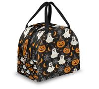 Mexpekil Cute Halloween Pumpkins Ghost Bats Thermal Lunch Bag Box for Kids Adults, Insulated Lunch Tote Cooler Bag for School Work Travel