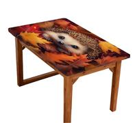 Mexpekil Cute Little Hedgehog Leaves Rectangle Table Cloth, Elastic Fitted Tablecloth, Waterproof Wipe-Clean Table Protector Fits 4FT Rectangular Tables for Dining Indoor Outdoor