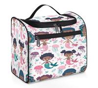 Mexpekil Cute Mermaid Jellyfish Starfish Hanging Toiletry Bag for Women Men Large Waterproof Makeup Cosmetic Wash Bag for Travel