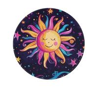 Mexpekil Cute Moon Sun Mouse Pad with Non-Slip Rubber Base Gaming Mouse Mat Small Round Mousepad with Stitched Edg Desk Accessories for Working Gaming 8 Inch