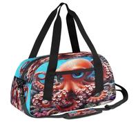 Mexpekil Cute Ocean Red Octopus Kids Duffle Bag Boys Girls Teens Travel Sports Duffel Bags Holdall Overnight Weekender Dance Bag