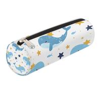 Mexpekil Cute Ocean Whales Stars Pencil Case for Girls Boys Stationery Pouch Organiser Small School Supply Bag for Students Office