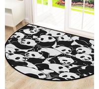 Mexpekil Cute Panda Half Moon Door Mat Indoor Outdoor Non Slip Area Rug Washable Half Circle Floor Mat Absorbent Dirt Trapper Half Round Rugs 100x160cm