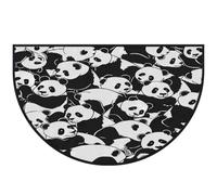 Mexpekil Cute Panda Half Moon Door Mat Indoor Outdoor Non Slip Area Rug Washable Half Circle Floor Mat Absorbent Dirt Trapper Half Round Rugs 100x160cm