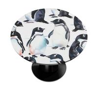 Mexpekil Cute Penguin Round Fitted Tablecloth with Elastic Edge, Winter Penguin Pattern Waterproof Table Cover for 45"-56" Tables, Wipeable Circle Table Cloth for Outdoor Picnic Kitchen Indoor Decor