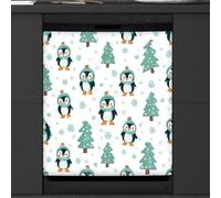 Mexpekil Cute Penguin Snowflakes Tree Dishwasher Magnet Cover 23x26Inch Decorative Dish Washer Sticker for Front Door Waterproof Kitchen Appliance Panel Magnetic Decal