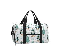 Mexpekil Cute Penguin Snowflakes Tree Gym Bag with Shoe Compartment Waterproof Duffel Bag Large Overnight Weekend Bags Travel Holdall for Women Men Teens