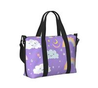 Mexpekil Cute Rainbow Cloud Purple Travel Duffel Bag Waterproof Sports Gym Bag Large Weekend Overnight Bags for Women Men Foldable Carry On Luggage Tote Bag for Flight