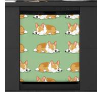 Mexpekil Cute Sleepy Dog Puppy Dishwasher Magnet Cover 21x26 in, Decorative Waterproof Dishwasher Magnetic Cover Sticker for Kitchen Appliances