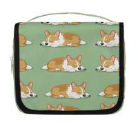 Mexpekil Cute Sleepy Dog Puppy Toiletry Bag for Women Men Ladies, Waterproof Hanging Travel Wash Bag with Hook, Cosmetic Makeup Bag Organiser