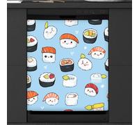 Mexpekil Cute Sushi Pattern Dishwasher Magnet Cover 21x26Inch Decorative Dish Washer Sticker for Front Door Waterproof Kitchen Appliance Panel Magnetic Decal