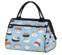 Mexpekil Cute Sushi Pattern Travel Duffel Bag Waterproof Gym Bag Carry On Weekend Overnight Bags Large Hand Luggage Tote Bags for Women Men Kids