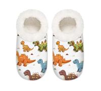 Mexpekil Cute Tropical Animal Dinosaur Women's Slippers Size 10.5-12 Soft Fuzzy House Slipper Non Slip Home Shoes for Women Men Ladies