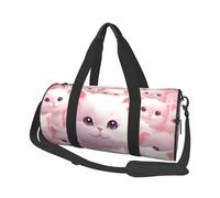 Mexpekil Cute White Cats Foldable Gym Bag Carry On Travel Duffle Bags Waterproof Woman Men Hand Luggage Bag Large Weekend Overnight Bags for Sports Dance with Removable Strap