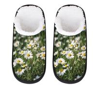 Mexpekil Daisy Fields Flower Fluffy Slippers for Women Men M
