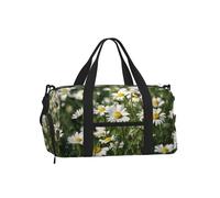 Mexpekil Daisy Fields Flower Gym Bag with Shoe Compartment Waterproof Duffel Bag Large Overnight Weekend Bags Travel Holdall for Women Men Teens