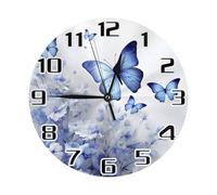 Mexpekil Daisy Flower Round Wall Clock, Butterfly Silent Non-ticking Battery Operated Decor Clocks for Kitchen Living Room Bedroom Desktop Stand Clock Art 25cm