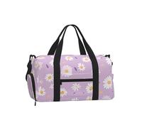 Mexpekil Daisy Purple Gym Bag with Shoe Compartment Waterproof Duffel Bag Large Overnight Weekend Bags Travel Holdall for Women Men Teens