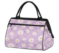 Mexpekil Daisy Purple Travel Duffel Bag Waterproof Gym Bag Carry On Weekend Overnight Bags Large Hand Luggage Tote Bags for Women Men Kids