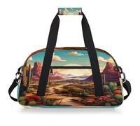 Mexpekil Desert Cactus Landscape Travel Gym Bag for Girls Boys Carry On Overnight Weekend Bags Waterproof Hand Luggage Bag for Sports Dance School Practice