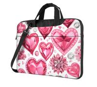 Mexpekil Diamond Love Hearts Laptop Bag for Women Men 13 Inch Portable Laptop Case Sleeve with Shoulder Strap Computer Carrying Case Messenger Bags for Business Travel College