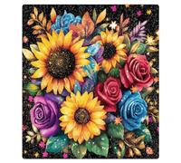 Mexpekil Diamond Painting Sunflowers Roses Dishwasher Magnet Cover 21x26Inch Decorative Dish Washer Sticker for Front Door Waterproof Kitchen Appliance Panel Magnetic Decal