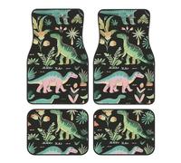 Mexpekil Dinosaur Green Tree Car Mats Set of 4 Universal Car Floor Mats Non-Slip Car Foot Mats Decorative Car Carpet Protectors for SUV Van Truck