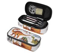 Mexpekil Dinosaurs Colorful Animal Pencil Case for Girls Boys with Compartments Large Pen Organizer Bag Zipper Multi-Use Pouch for School Supplies, Makeup Cosmetics, Kids, Adults