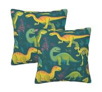 Mexpekil Dinosaurs Skeletons Cushion Covers 40cm X 40cm 2 Pack Invisible Zipper Square Pillow Cases Decorative Pillow Covers Protectors for Sofa Bed Home Decor