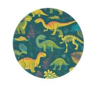 Mexpekil Dinosaurs Skeletons Mouse Pad with Non-Slip Rubber Base Gaming Mouse Mat Small Round Mousepad with Stitched Edg Desk Accessories for Working Gaming 8 Inch