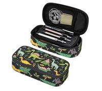 Mexpekil Dinosaurs Tropical Plants Pencil Case for Girls Boys with Compartments Large Pen Organizer Bag Zipper Multi-Use Pouch for School Supplies, Makeup Cosmetics, Kids, Adults