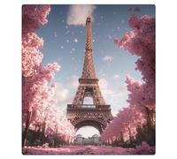 Mexpekil Dishwasher Magnet Cover 21x26 in, Eiffel Tower Pink Flowers Waterproof Decorative Magnetic Dishwasher Cover Sticker for Kitchen Appliances Decor