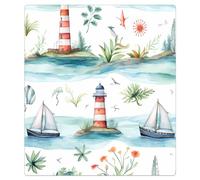 Mexpekil Dishwasher Magnet Cover 21x26 in, Nautical Ocean Lighthouse Sailboat Waterproof Decorative Magnetic Dishwasher Cover Sticker for Kitchen Appliances Decor