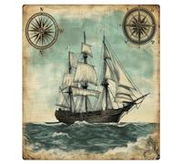 Mexpekil Dishwasher Magnet Cover for Door Front, Nautical Map Clipper Ship Reusable Decorative Panel for Dishwasher, Refrigerator, 21x26 Inch