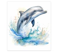 Mexpekil Dishwasher Magnet Cover for Door Front, Reusable Decorative Panel for Dishwasher, Refrigerator, 21x26 Inch, Cute Sea Dolphin Watercolor