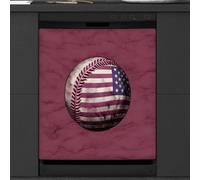 Mexpekil Dishwasher Magnetic Cover, American Flag Baseball Patriotism Magnetic Dishwasher Sticker Cover Magnetic Cover for Dishwasher Kitchen Art Decor