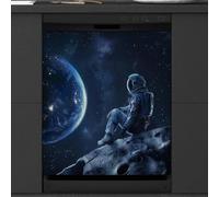 Mexpekil Dishwasher Magnetic Cover, Astronaut Thinking in the Universe Magnetic Dishwasher Sticker Cover Magnetic Cover for Dishwasher Kitchen Art Decor