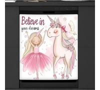 Mexpekil Dishwasher Magnetic Cover, Ballet Beauty Unicorn Dream Cartoon Magnetic Dishwasher Sticker Cover Magnetic Cover for Dishwasher Kitchen Art Decor
