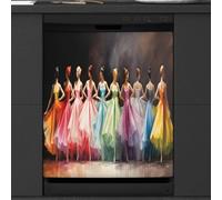 Mexpekil Dishwasher Magnetic Cover, Beautiful Girls Dancing Ballet on Stage Watercolor Magnetic Dishwasher Sticker Cover Magnetic Cover for Dishwasher Kitchen Art Decor