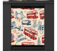 Mexpekil Dishwasher Magnetic Cover, Big Ben UK Red Telephone Booth Magnetic Dishwasher Sticker Cover Magnetic Cover for Dishwasher Kitchen Art Decor