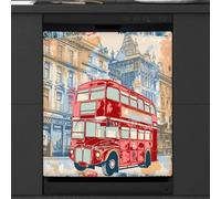 Mexpekil Dishwasher Magnetic Cover, Big Ben UK Red Umbrella Magnetic Dishwasher Sticker Cover Magnetic Cover for Dishwasher Kitchen Art Decor